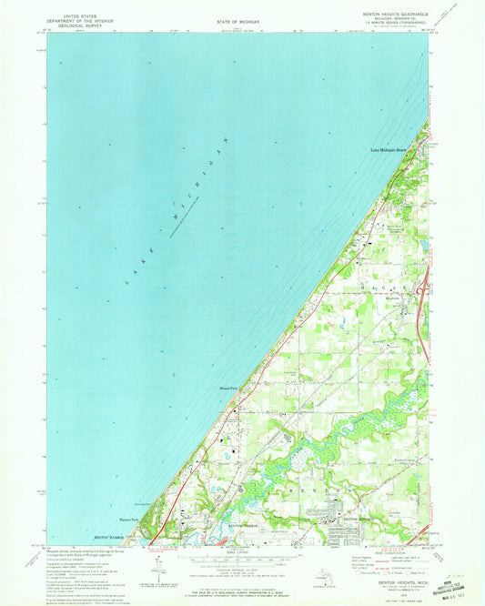 Classic USGS Benton Heights Michigan 7.5'x7.5' Topo Map Image