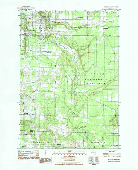 Classic USGS Benzonia Michigan 7.5'x7.5' Topo Map Image