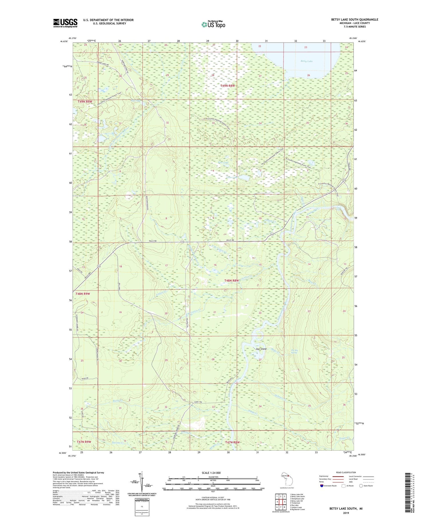 Betsy Lake South Michigan US Topo Map Image