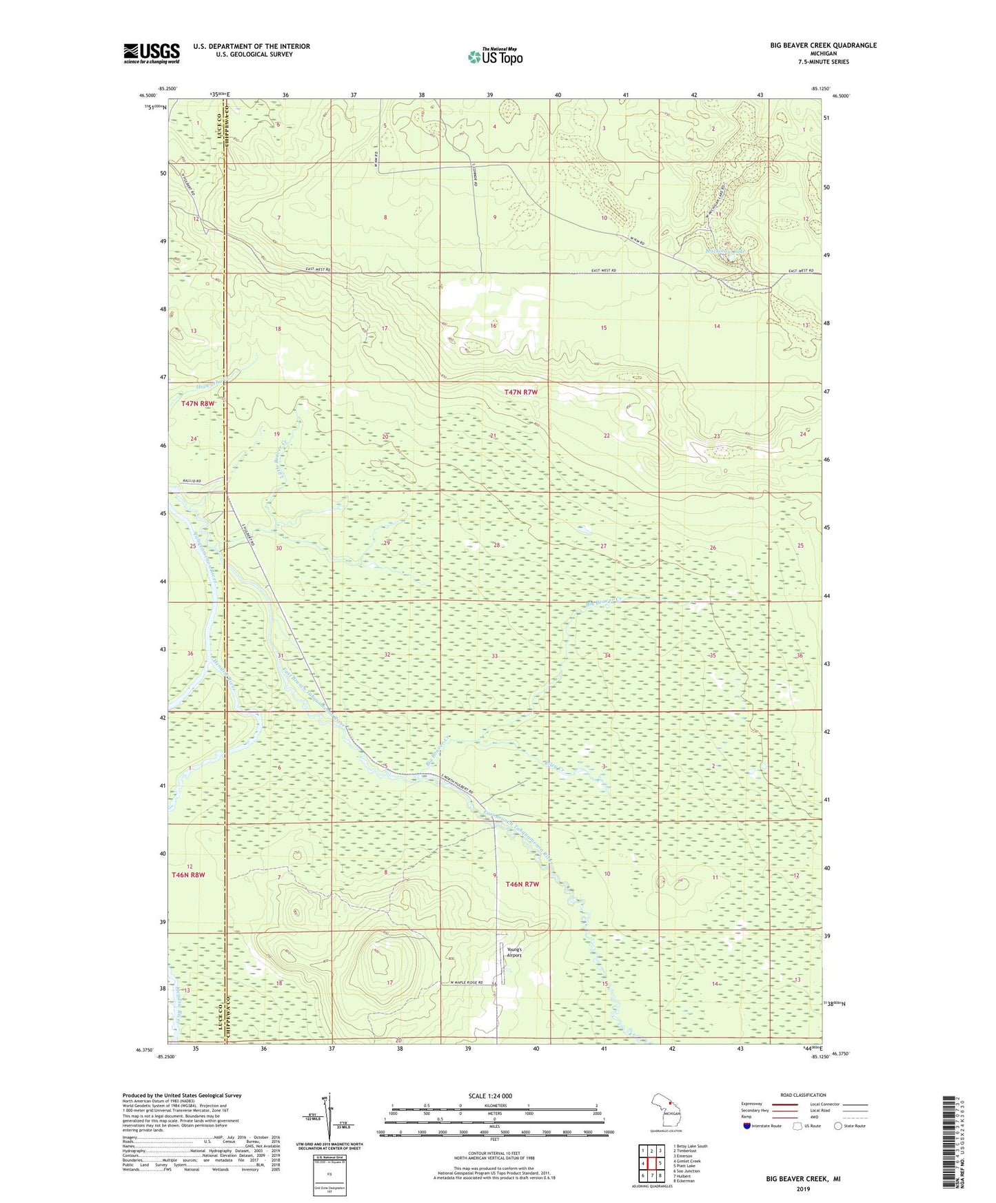 Big Beaver Creek Michigan US Topo Map Image