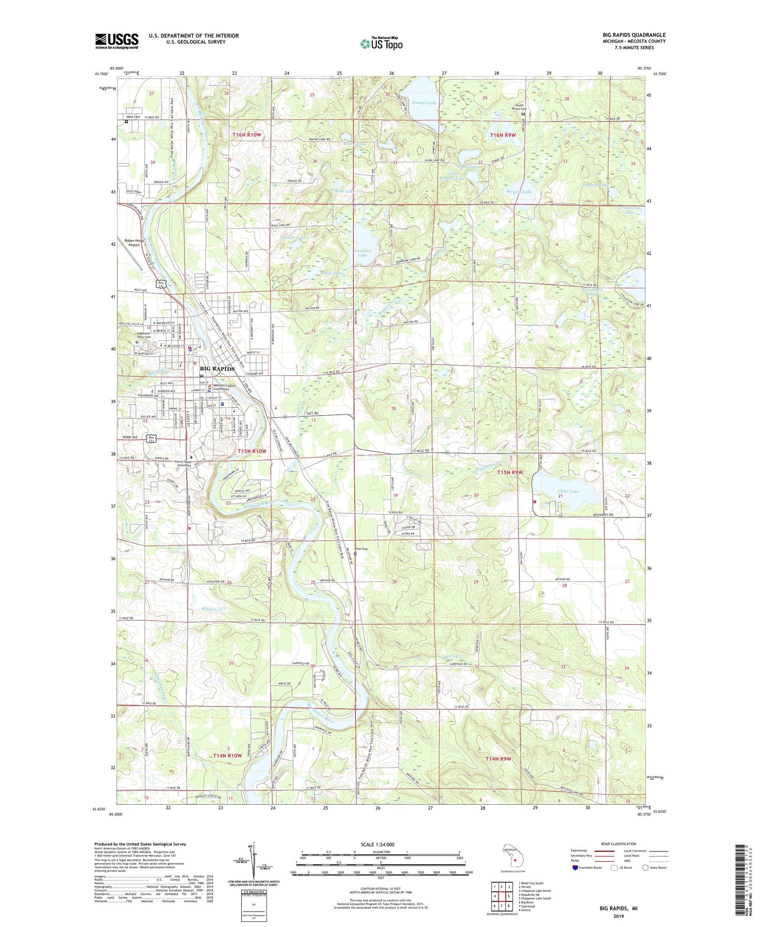 Big Rapids Michigan US Topo Map Image