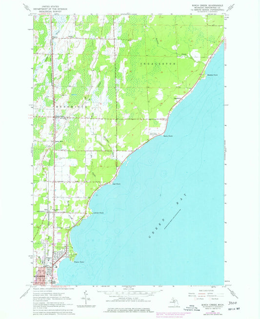 Classic USGS Birch Creek Michigan 7.5'x7.5' Topo Map Image