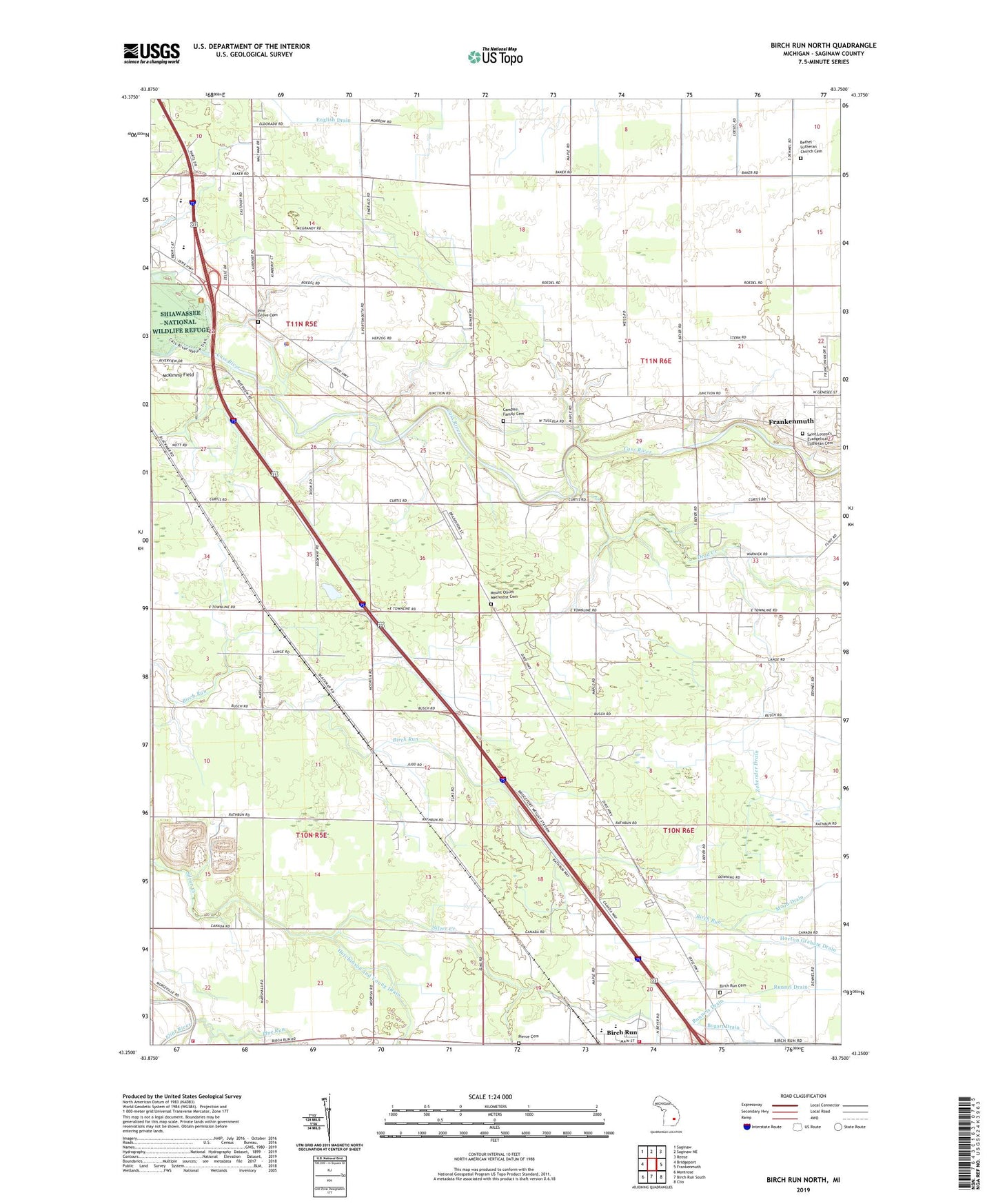 Birch Run North Michigan US Topo Map Image