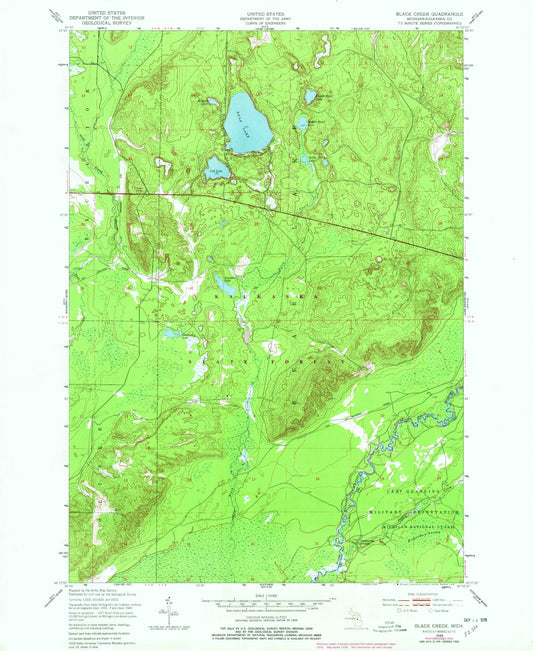 Classic USGS Black Creek Michigan 7.5'x7.5' Topo Map Image