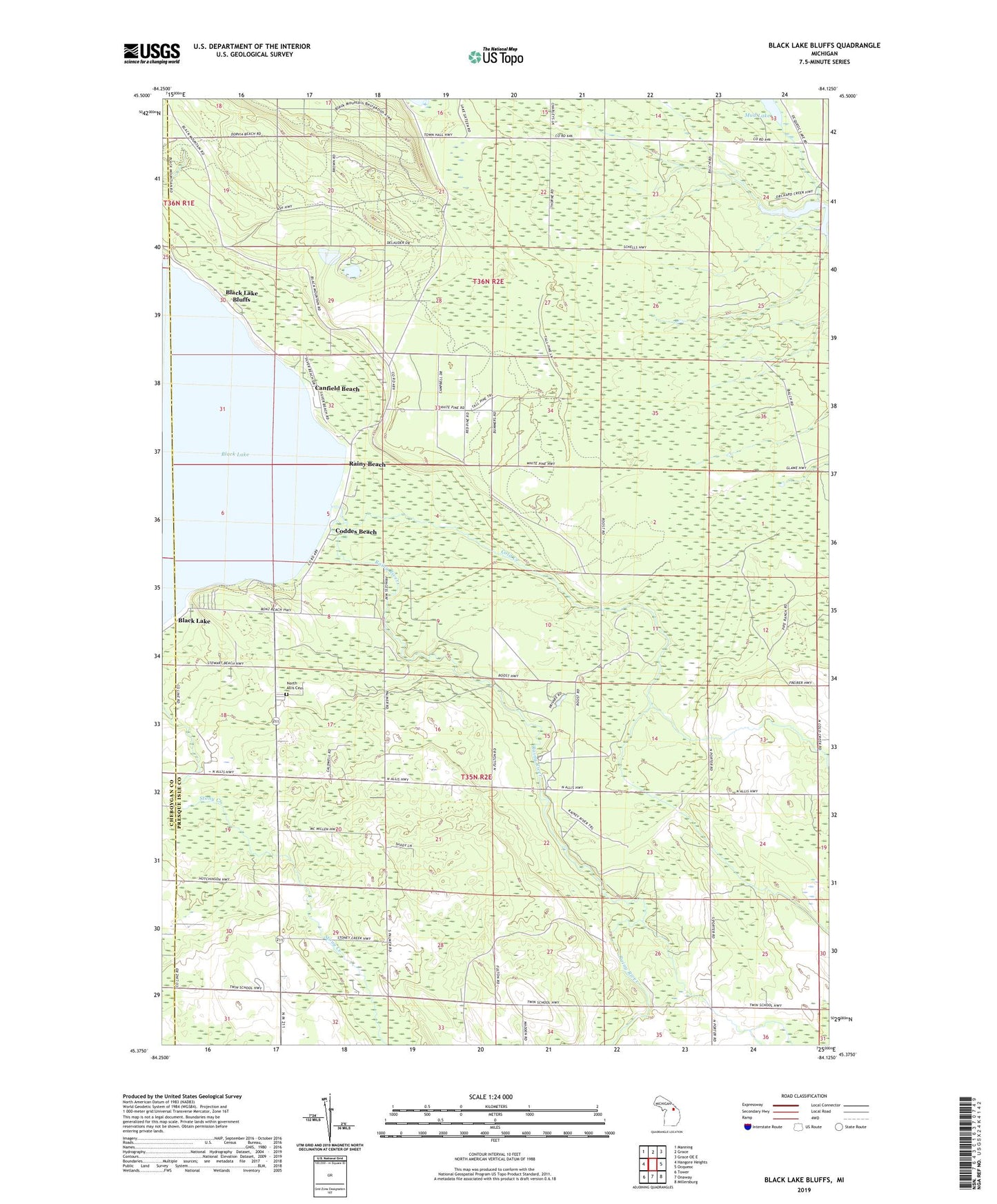 Black Lake Bluffs Michigan US Topo Map Image
