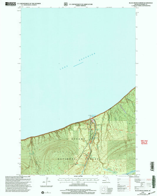 Classic USGS Black River Harbor Michigan 7.5'x7.5' Topo Map Image