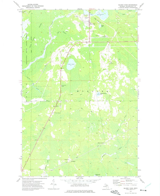 Classic USGS Blaney Park Michigan 7.5'x7.5' Topo Map Image