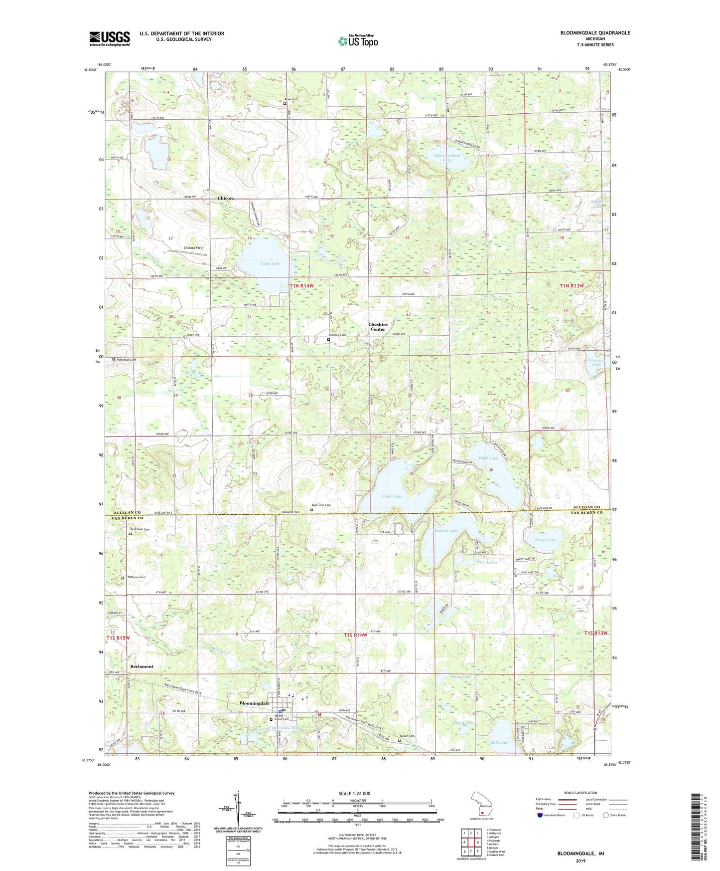 Bloomingdale Michigan US Topo Map Image