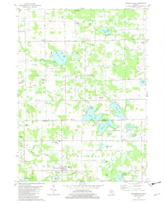 Classic USGS Bloomingdale Michigan 7.5'x7.5' Topo Map Image