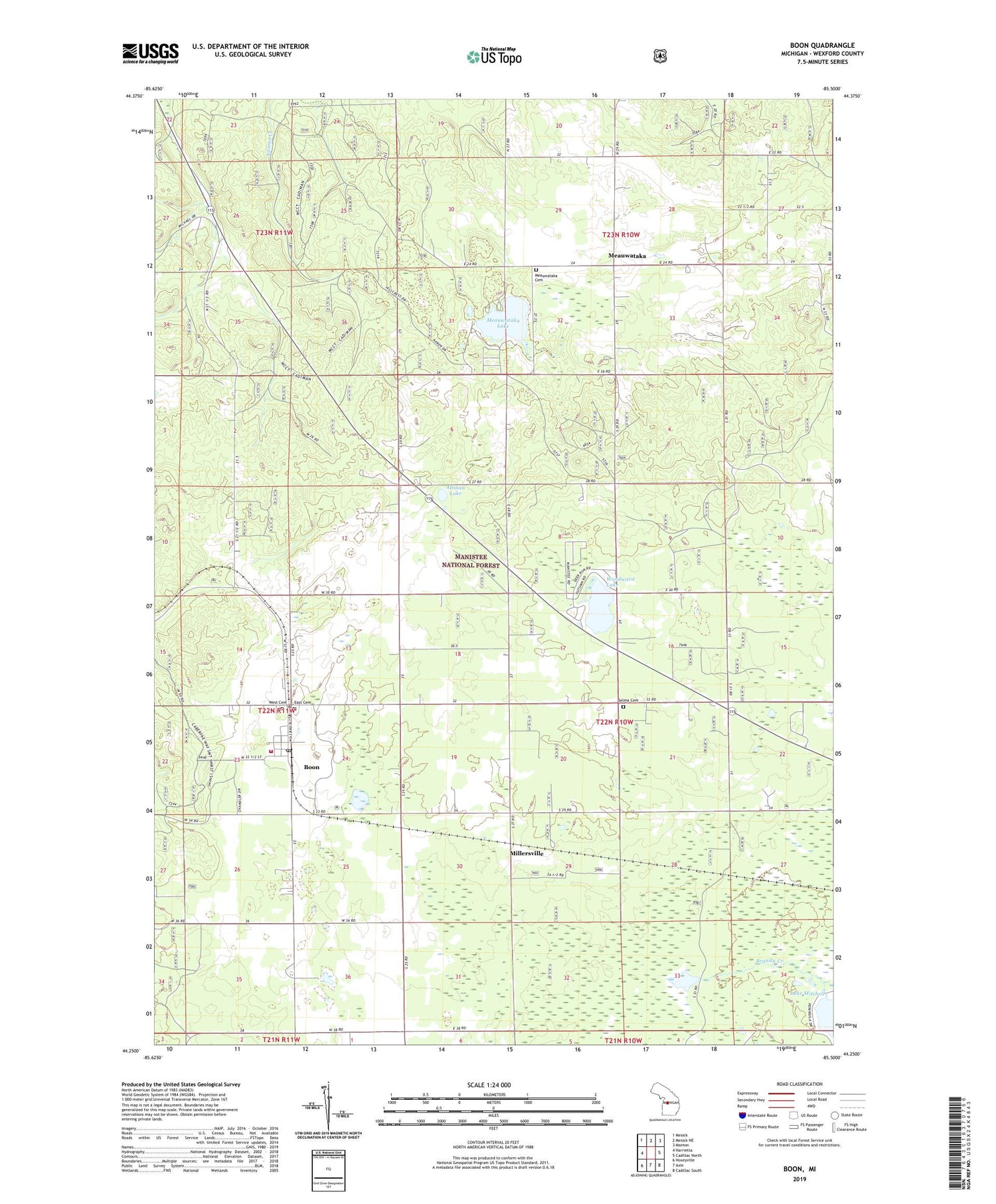 Boon Michigan US Topo Map Image