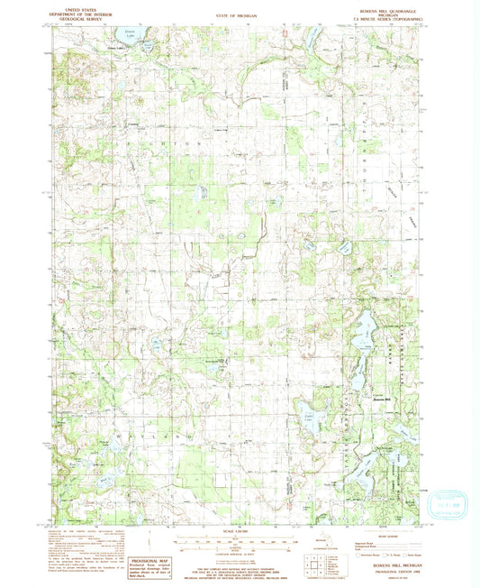 Classic USGS Bowens Mill Michigan 7.5'x7.5' Topo Map Image