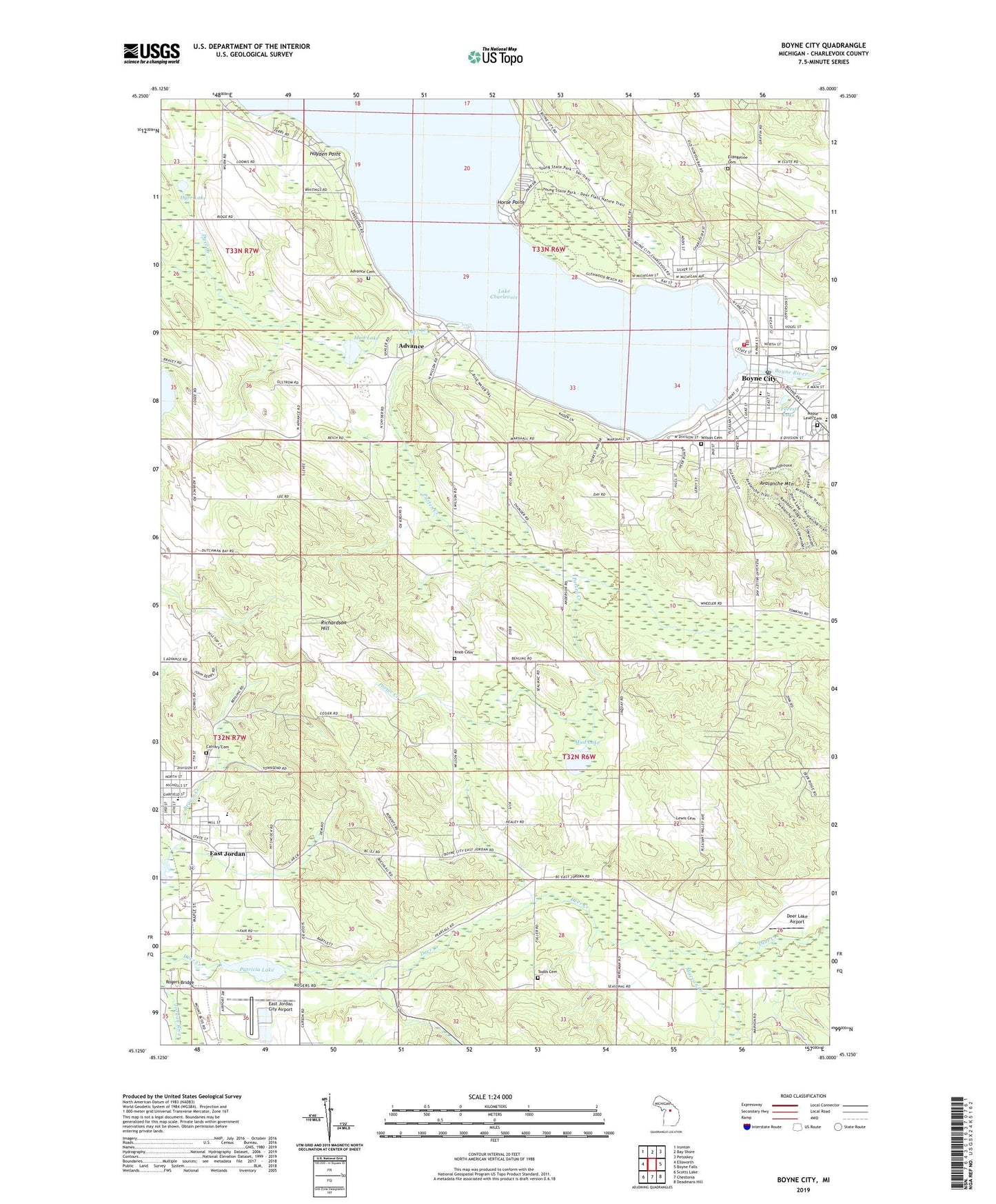 Boyne City Michigan US Topo Map Image