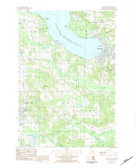 Classic USGS Boyne City Michigan 7.5'x7.5' Topo Map Image