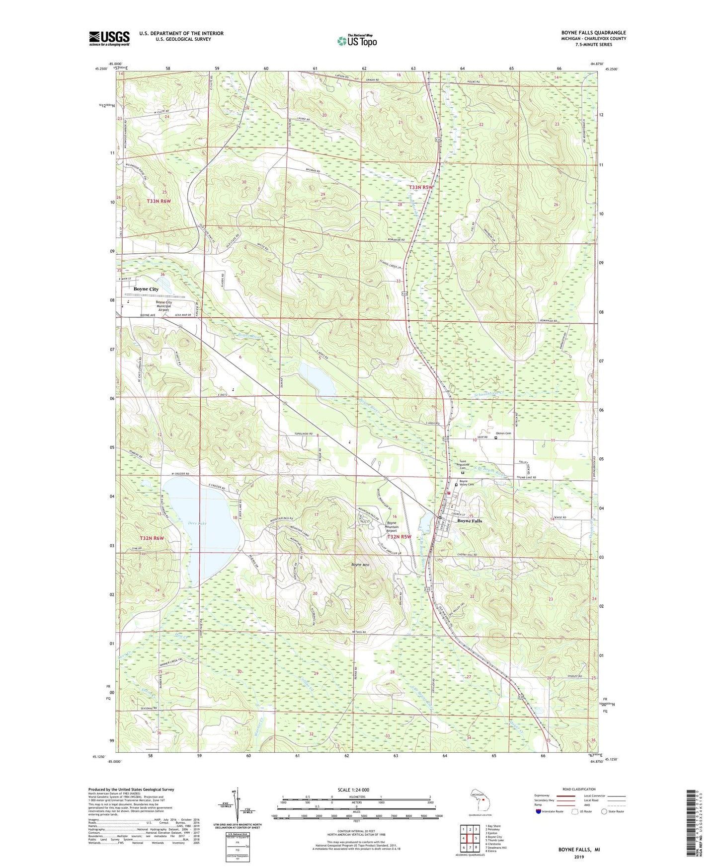 Boyne Falls Michigan US Topo Map Image