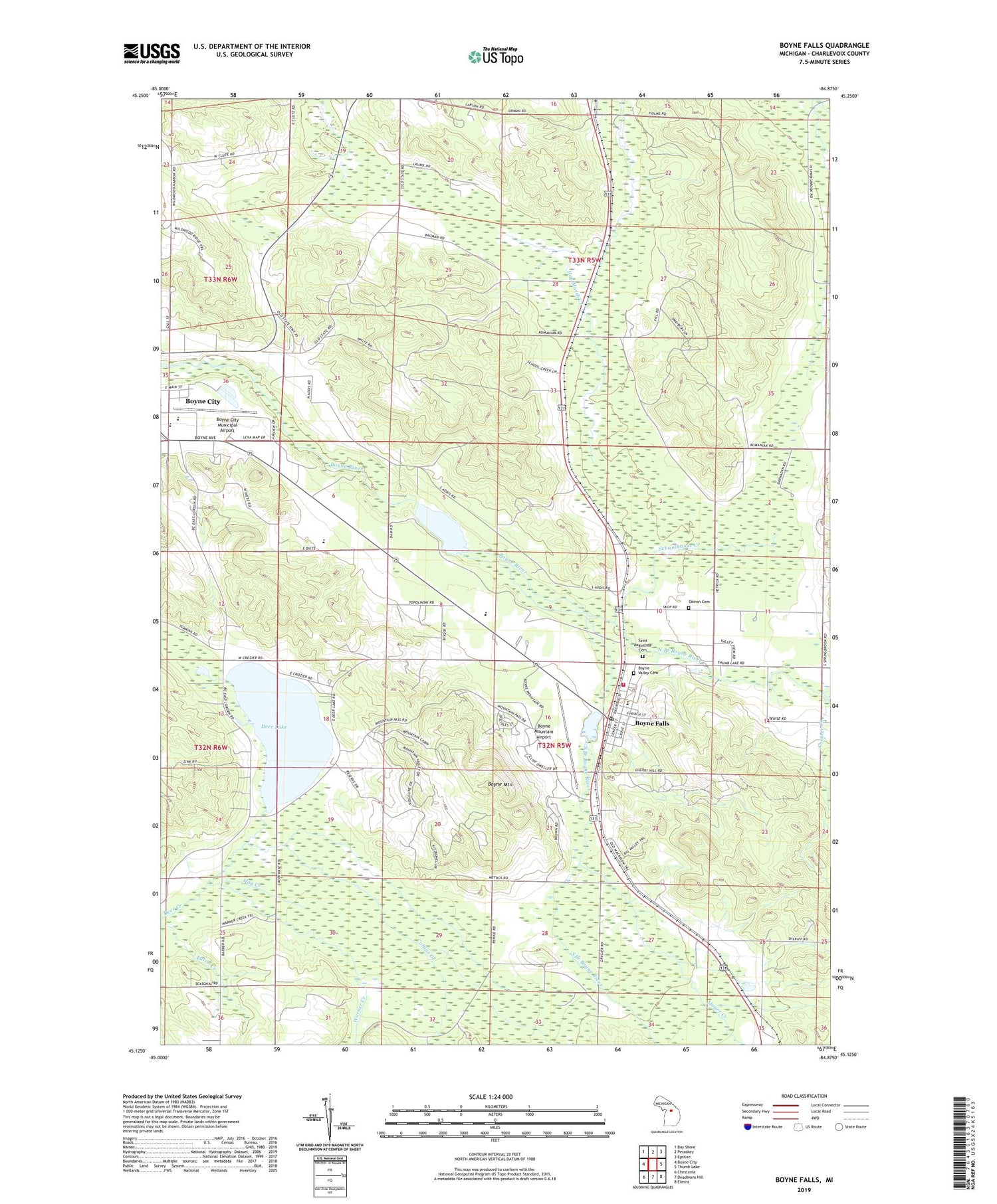 Boyne Falls Michigan US Topo Map Image