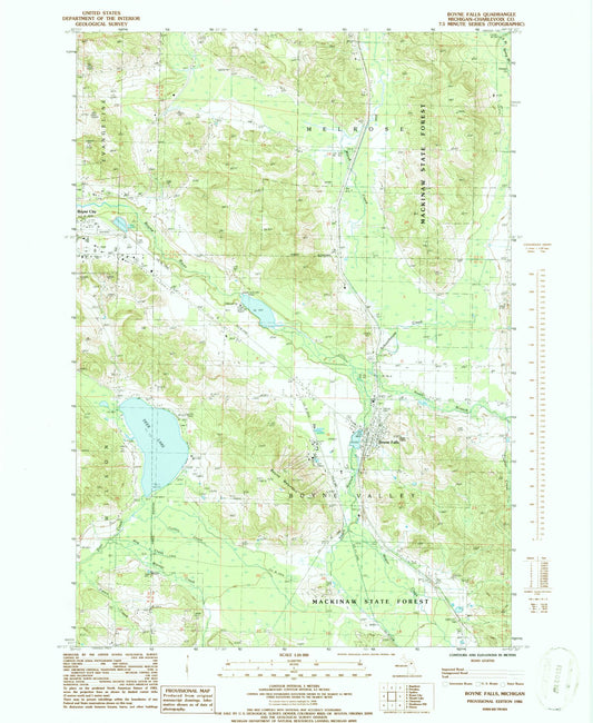 Classic USGS Boyne Falls Michigan 7.5'x7.5' Topo Map Image
