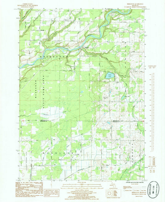 Classic USGS Bridgeton Michigan 7.5'x7.5' Topo Map Image