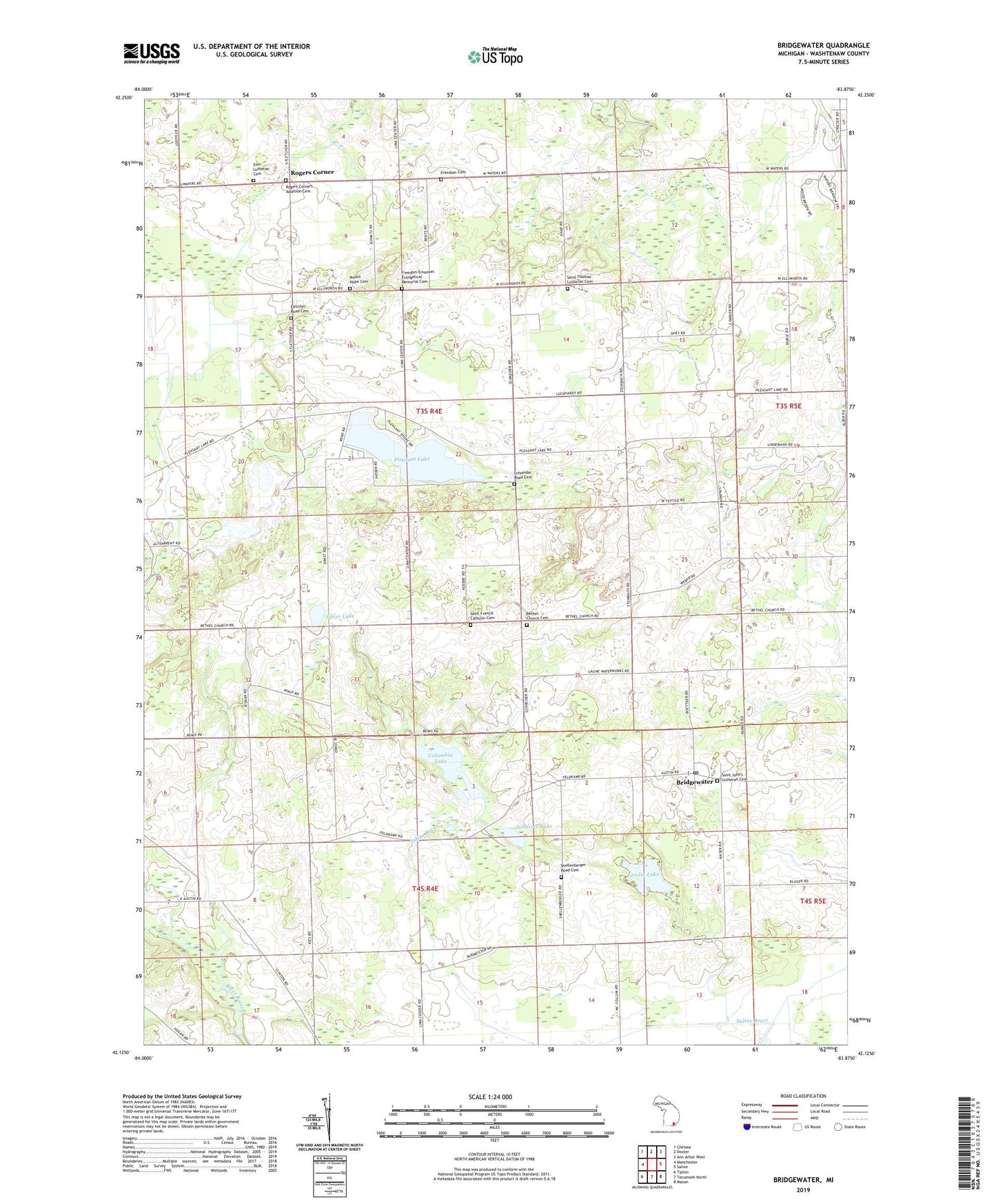 Bridgewater Michigan US Topo Map Image