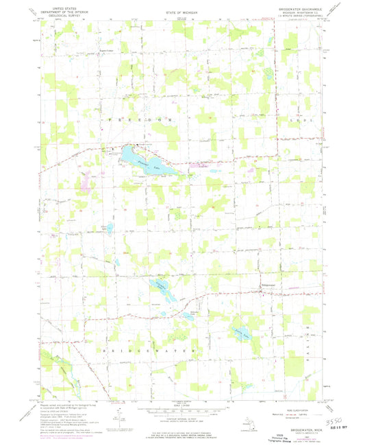 Classic USGS Bridgewater Michigan 7.5'x7.5' Topo Map Image