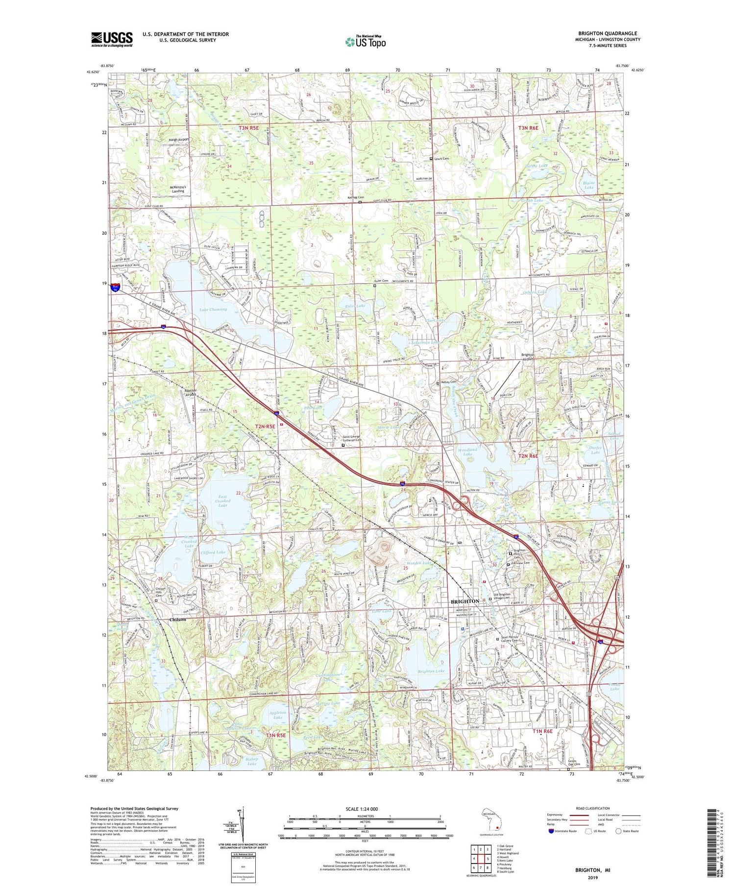 Brighton Michigan US Topo Map Image