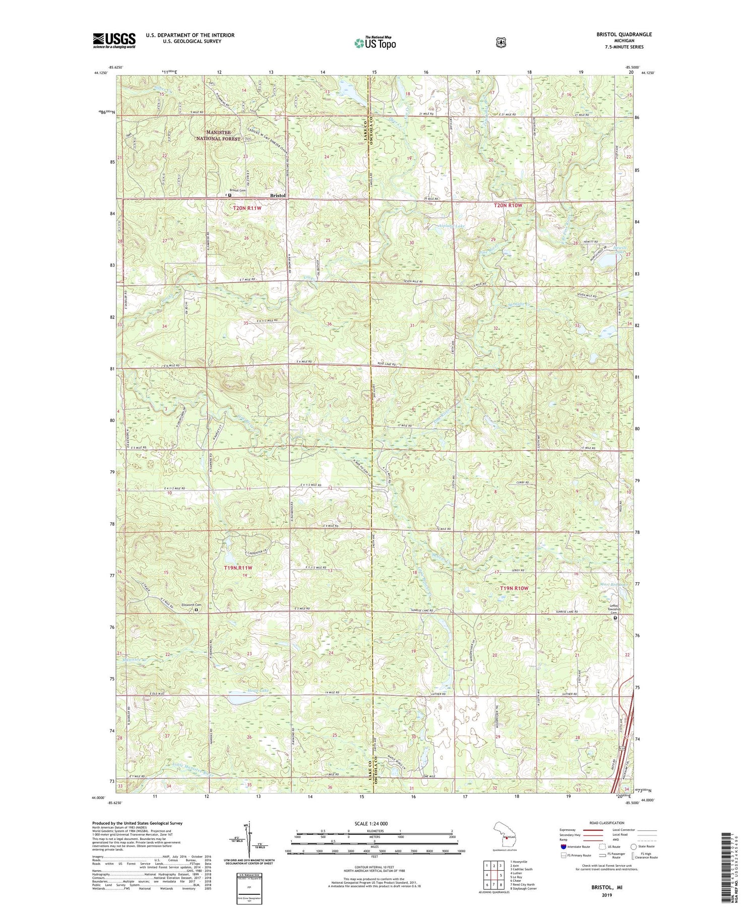 Bristol Michigan US Topo Map Image