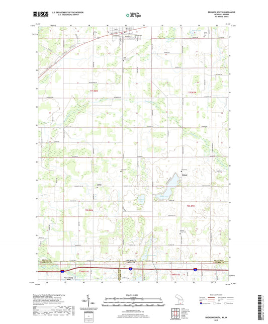 Bronson South Michigan US Topo Map Image