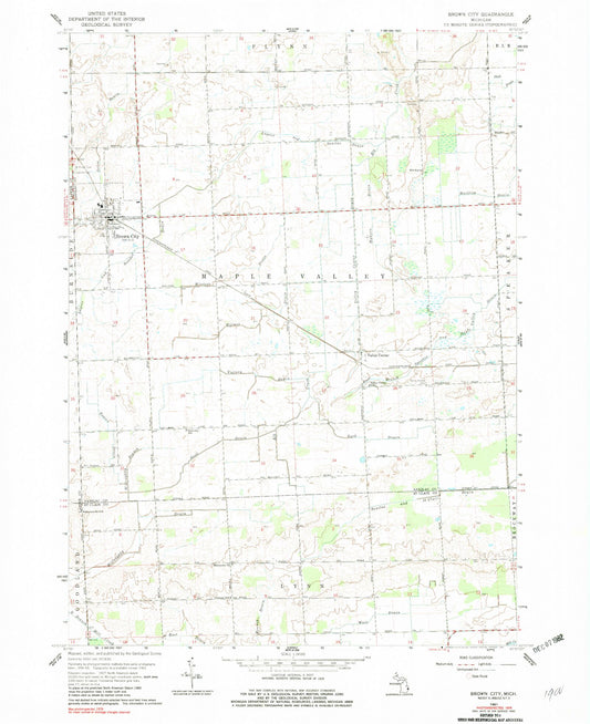 Classic USGS Brown City Michigan 7.5'x7.5' Topo Map Image
