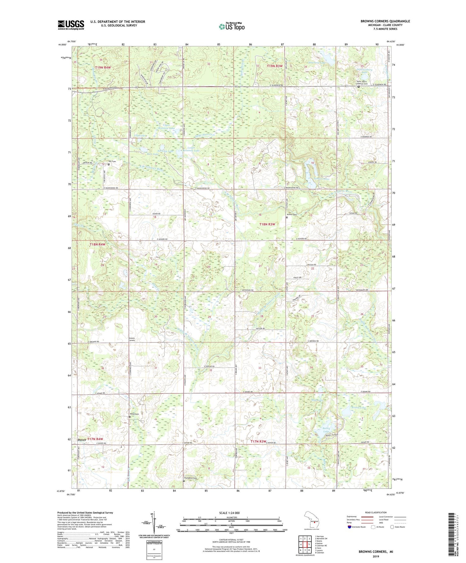 Browns Corners Michigan US Topo Map Image