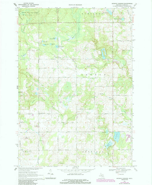 Classic USGS Browns Corners Michigan 7.5'x7.5' Topo Map Image