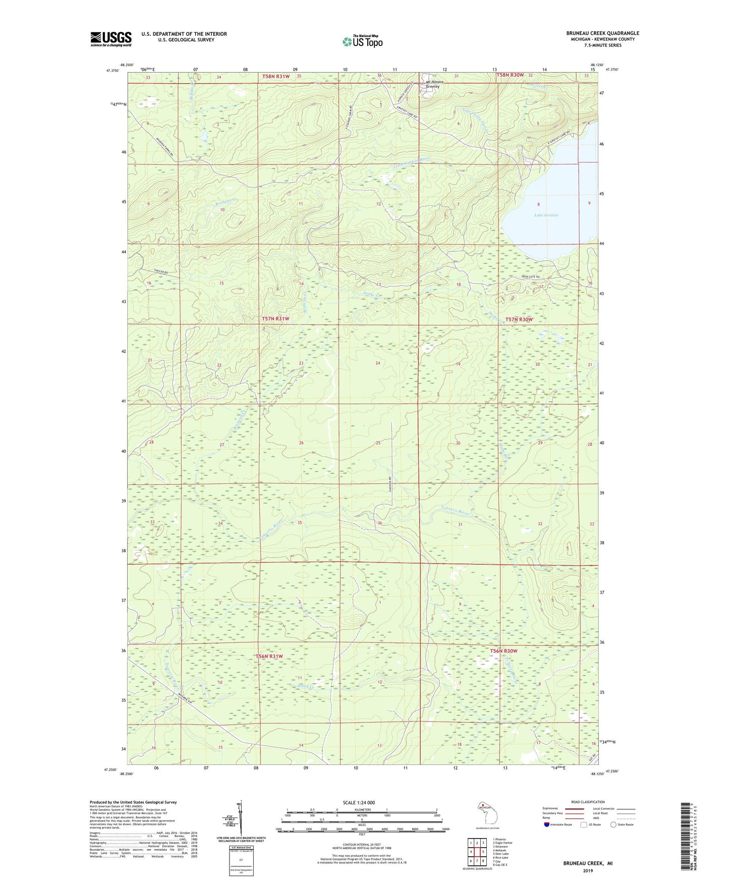 Bruneau Creek Michigan US Topo Map Image