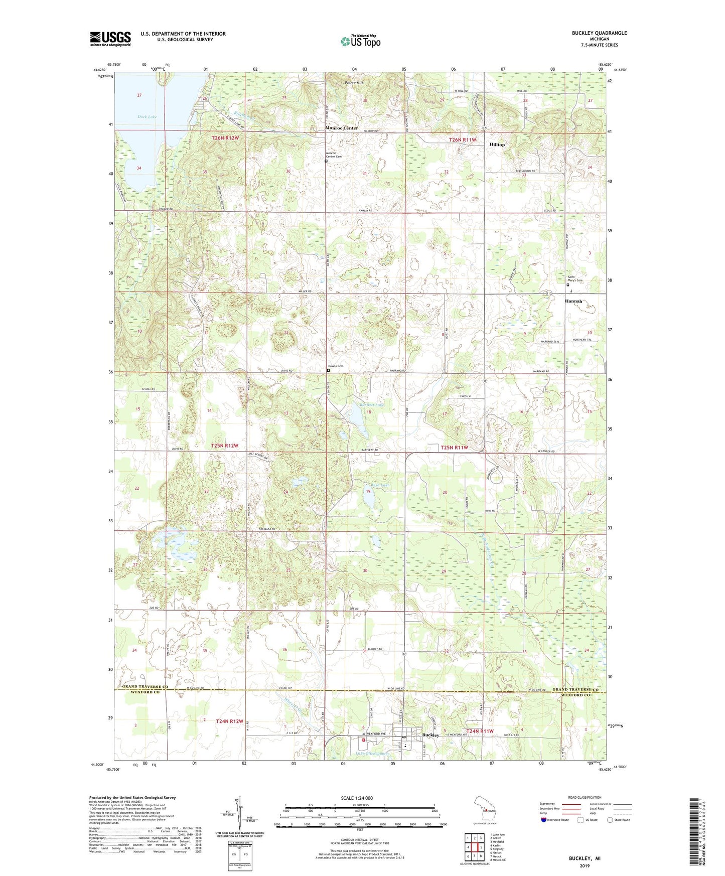 Buckley Michigan US Topo Map Image
