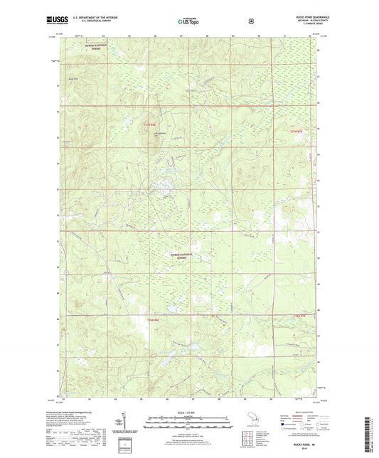 Bucks Pond Michigan US Topo Map Image