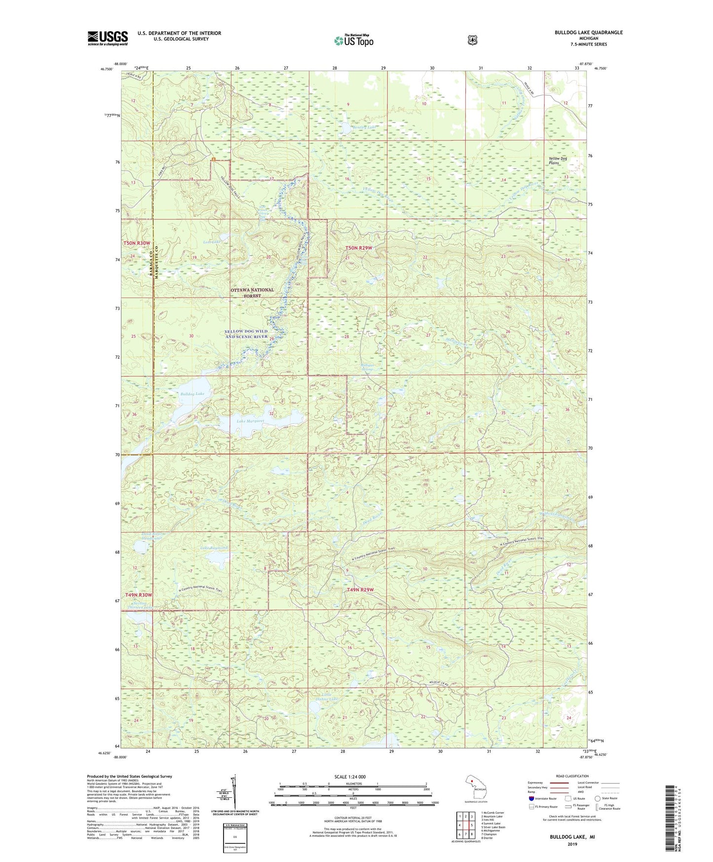 Bulldog Lake Michigan US Topo Map Image