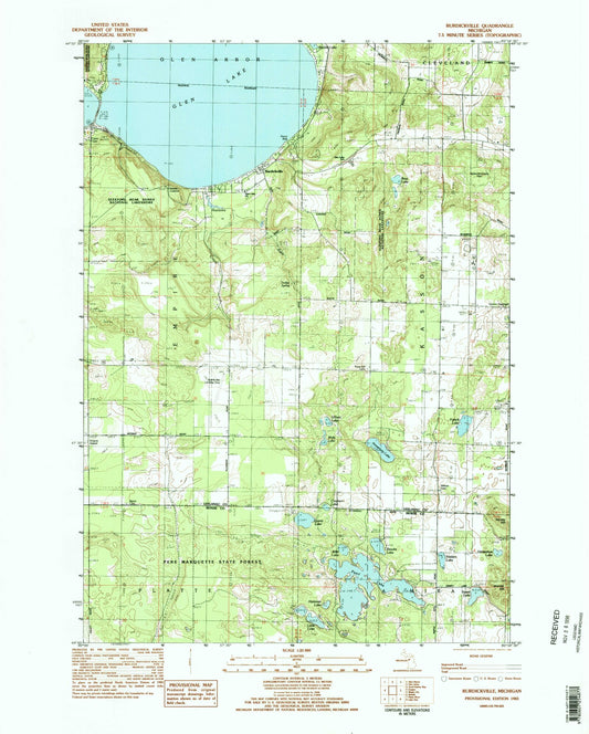 Classic USGS Burdickville Michigan 7.5'x7.5' Topo Map Image