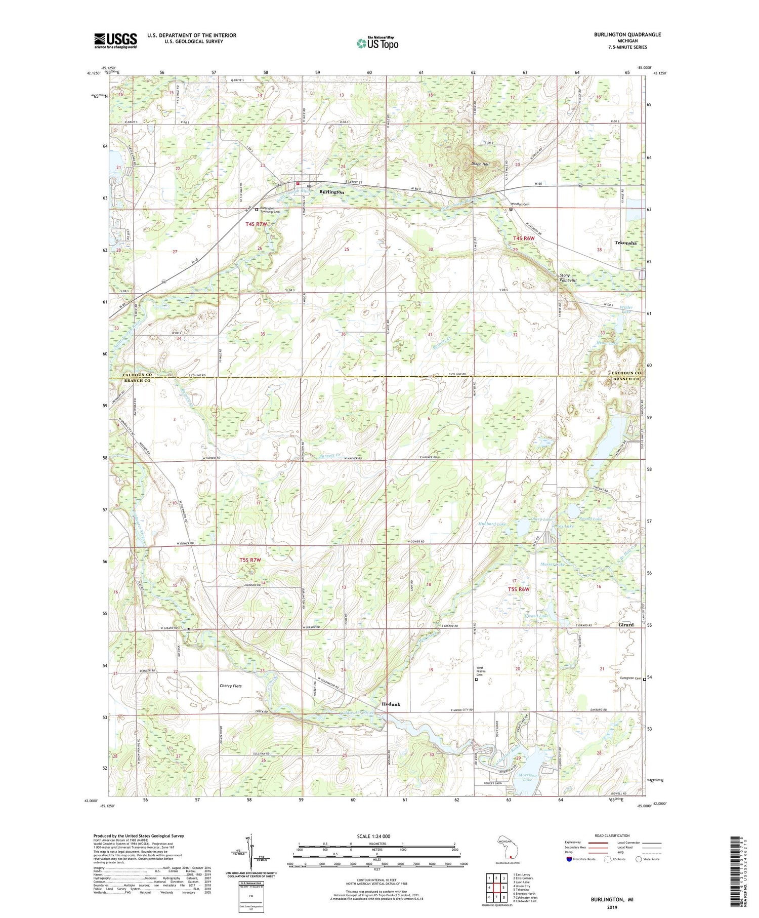 Burlington Michigan US Topo Map Image
