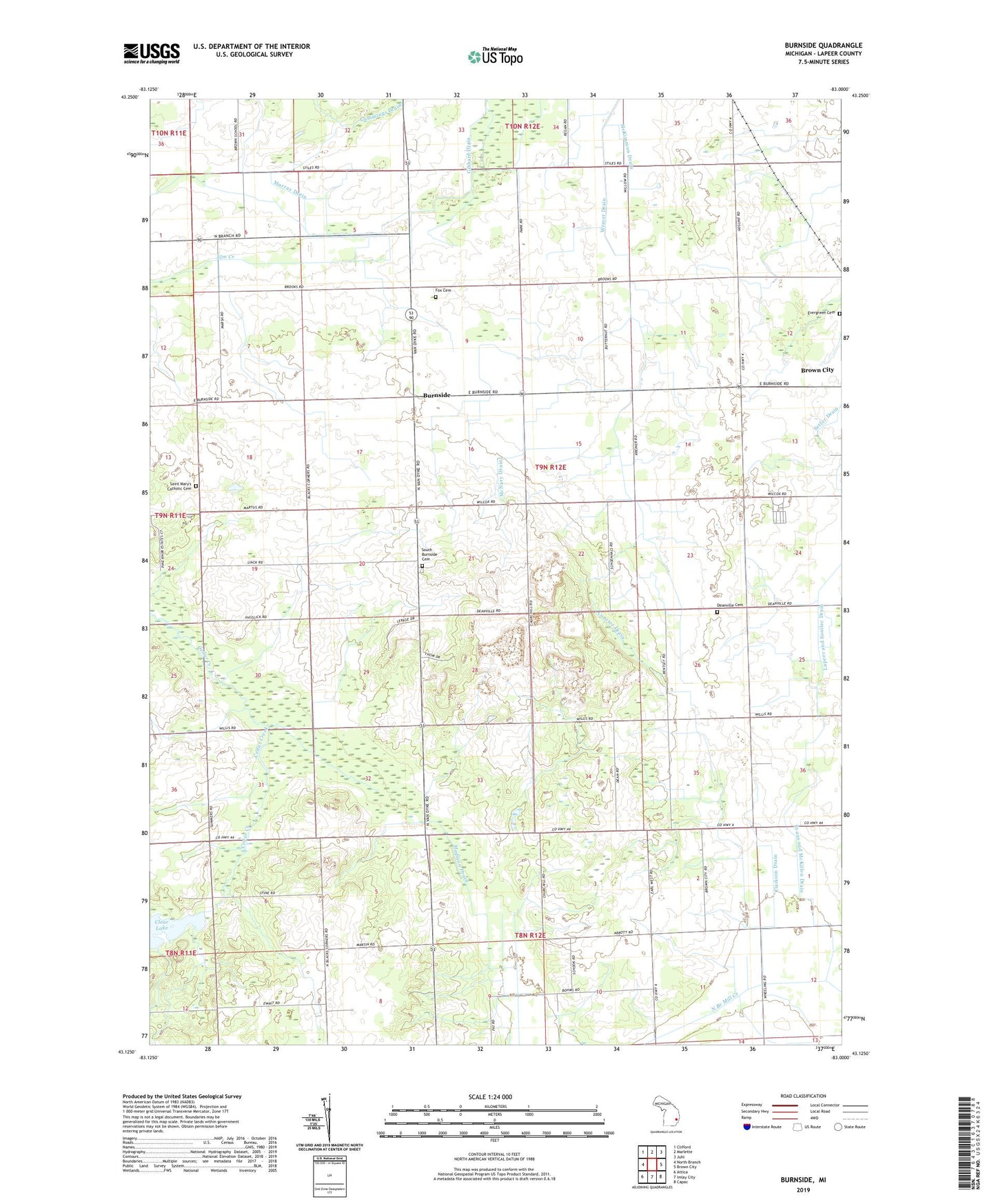 Burnside Michigan US Topo Map Image