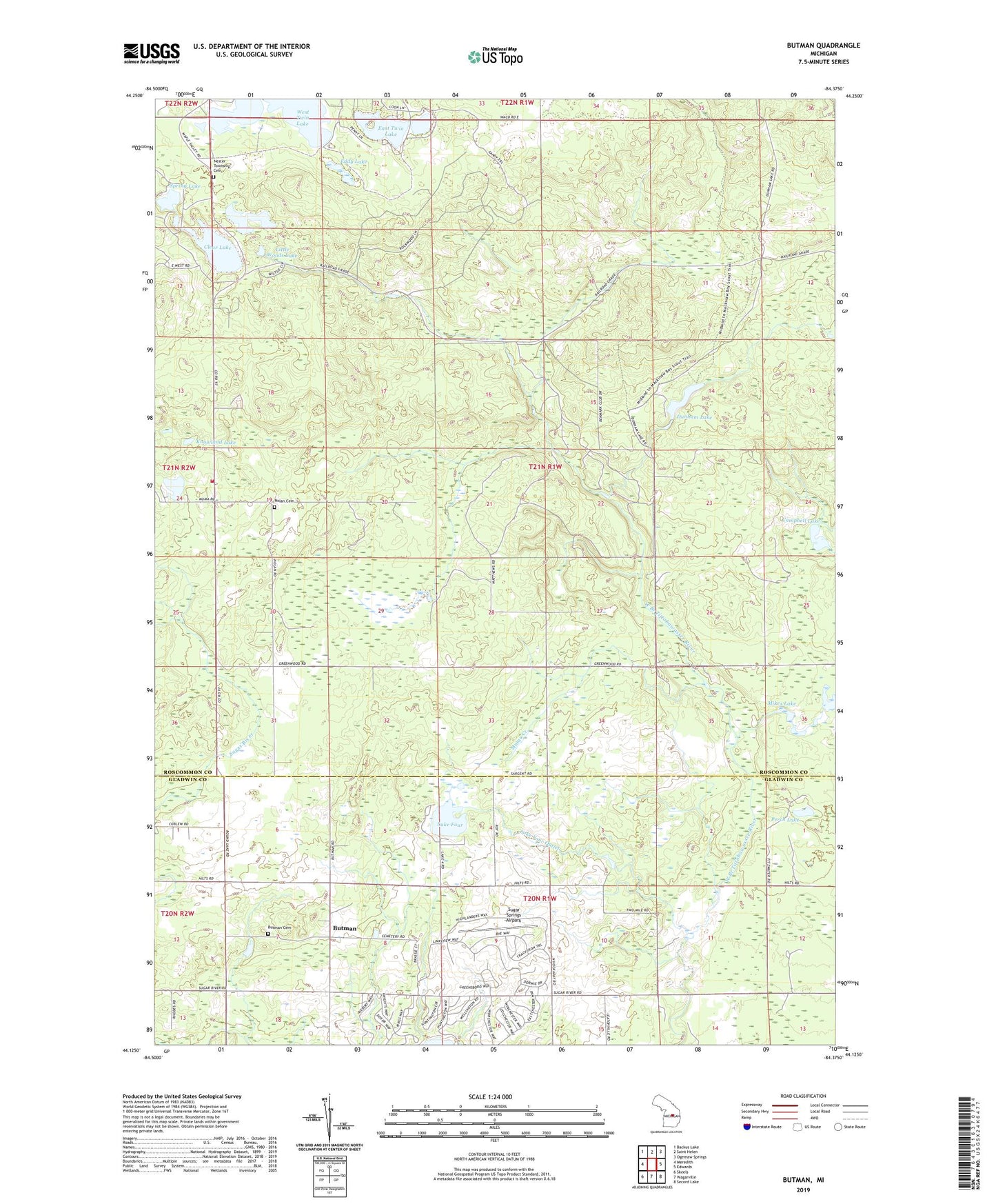 Butman Michigan US Topo Map Image