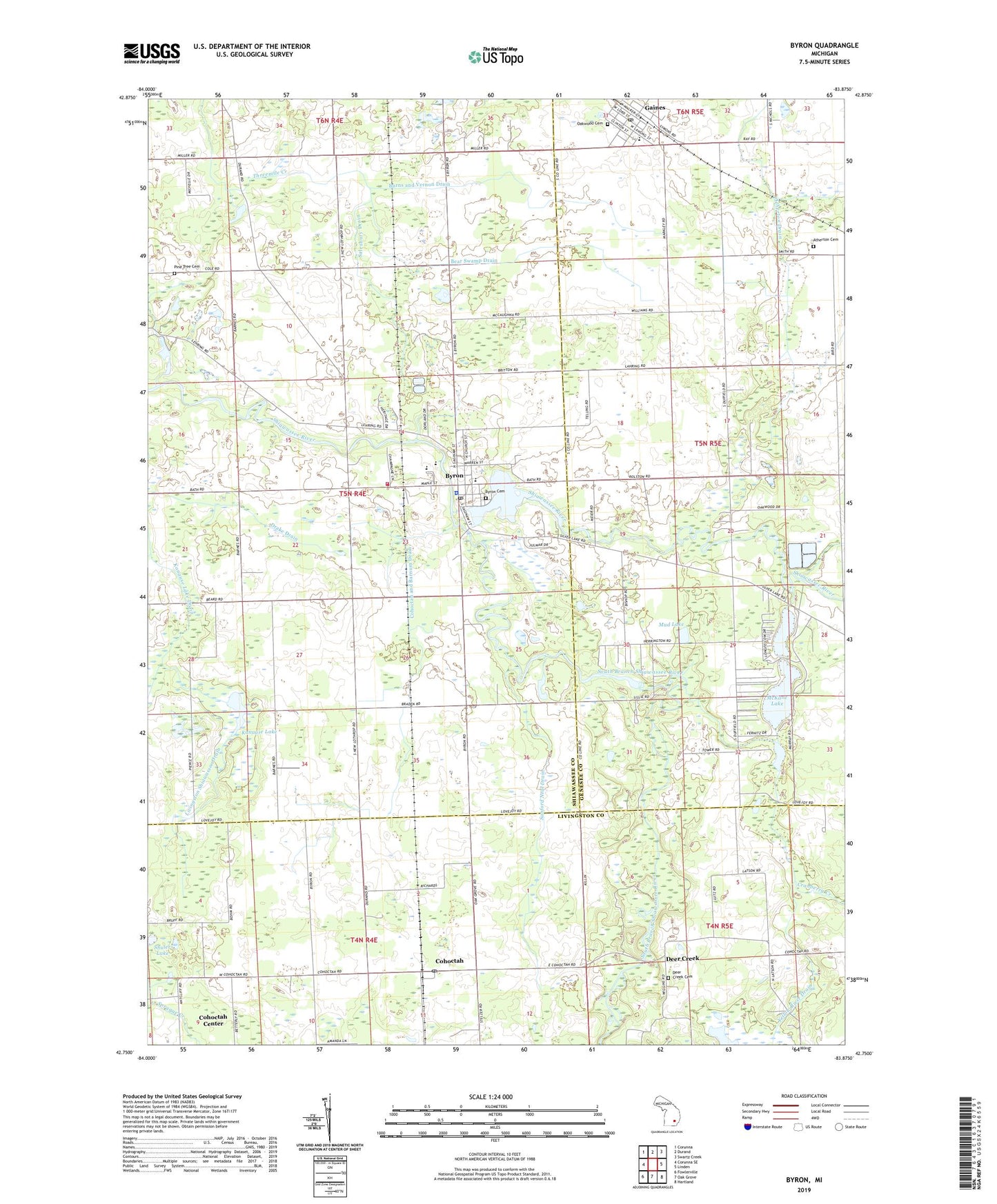 Byron Michigan US Topo Map Image