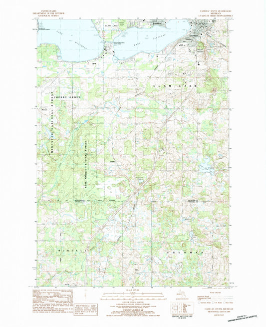 Classic USGS Cadillac South Michigan 7.5'x7.5' Topo Map Image