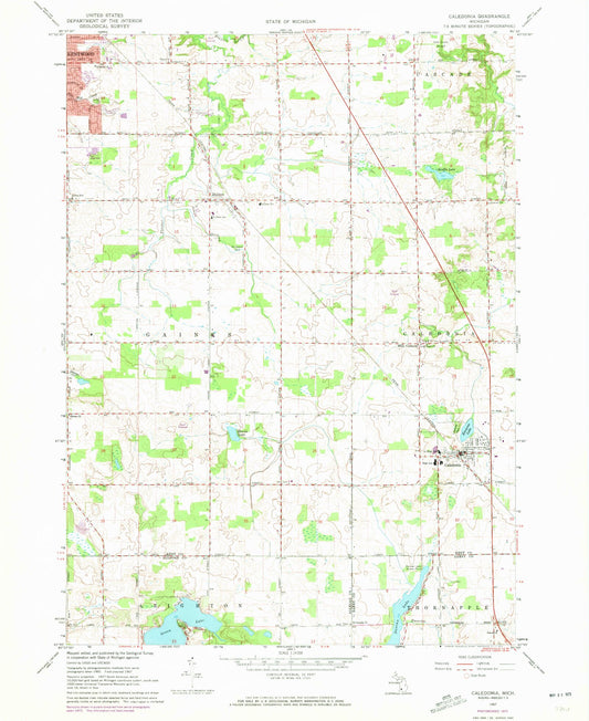 Classic USGS Caledonia Michigan 7.5'x7.5' Topo Map Image