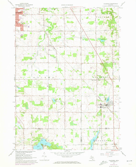 Classic USGS Caledonia Michigan 7.5'x7.5' Topo Map Image