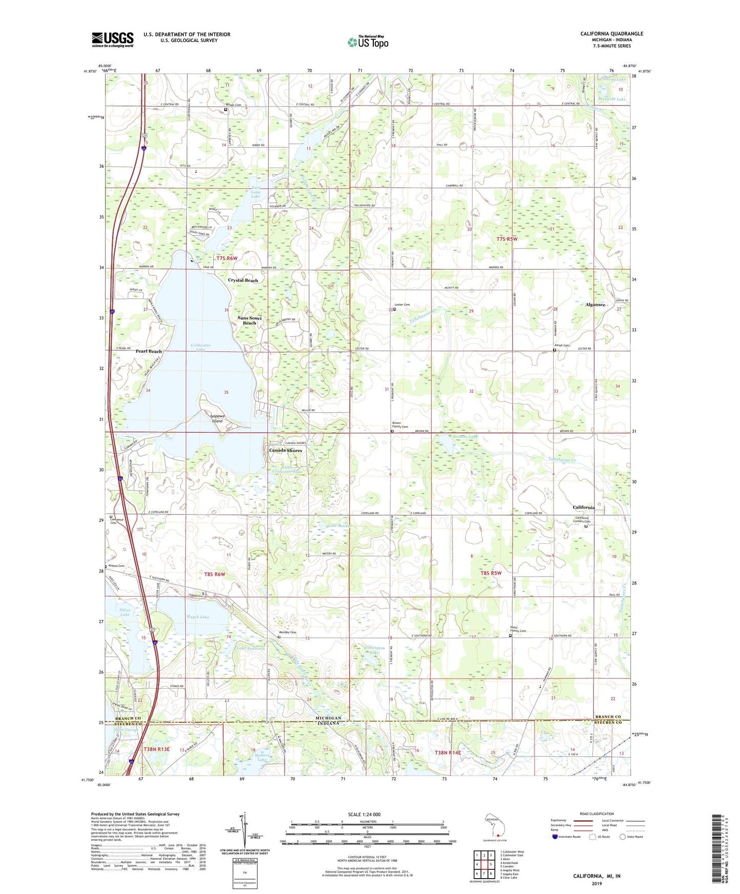 California Michigan US Topo Map Image