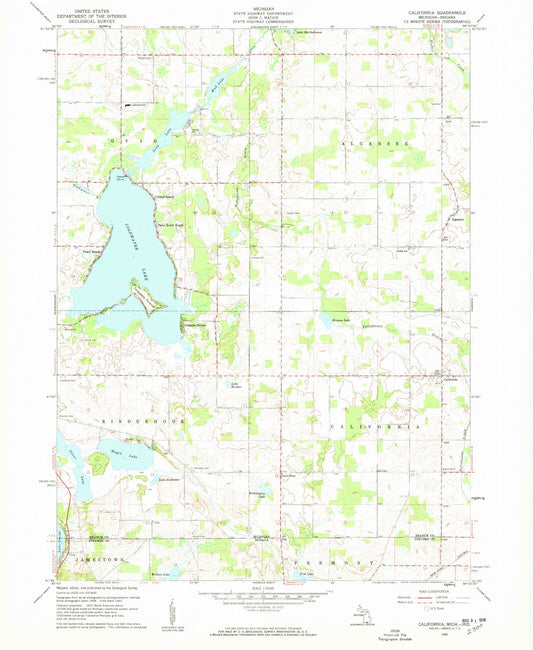 Classic USGS California Michigan 7.5'x7.5' Topo Map Image