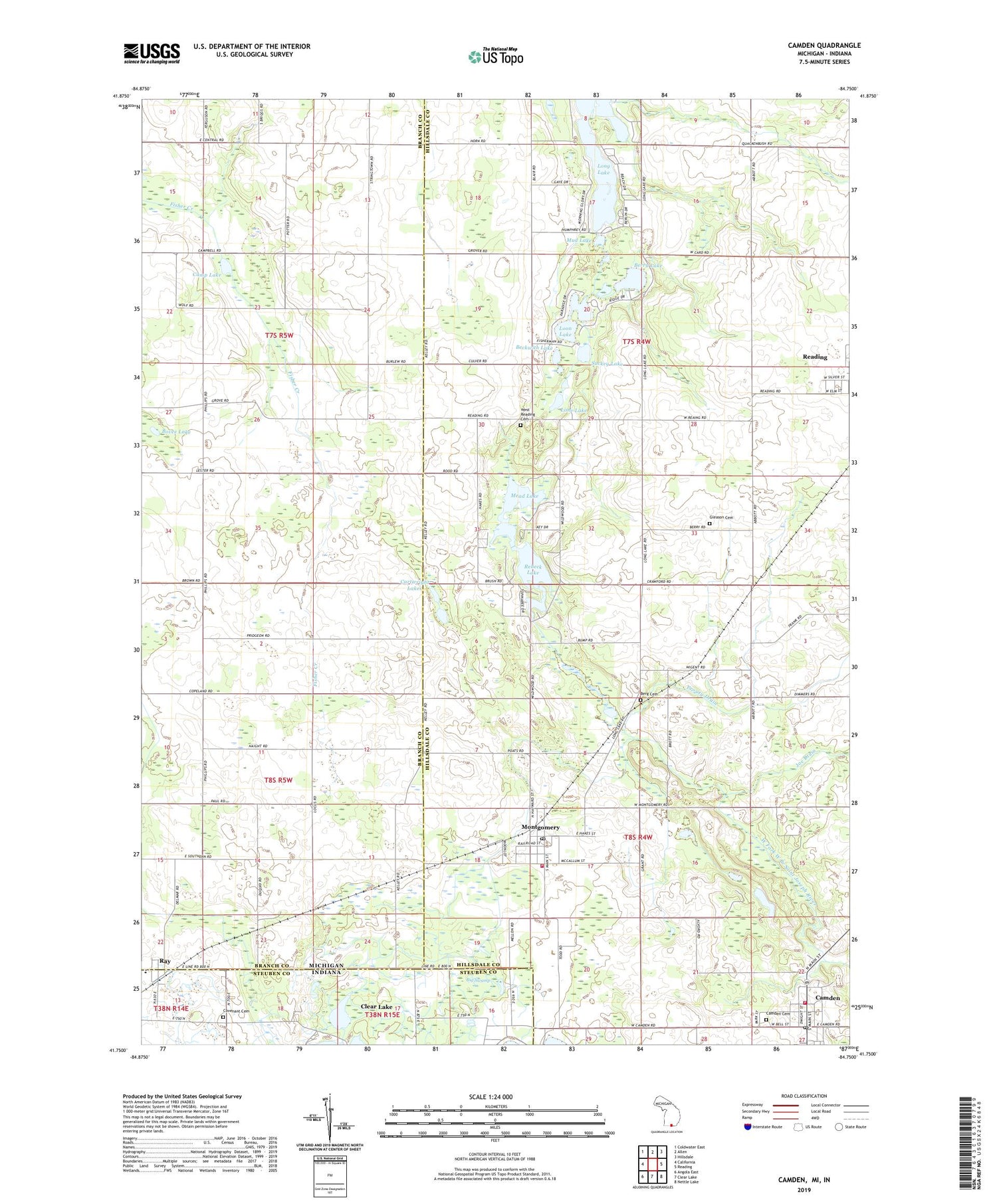 Camden Michigan US Topo Map Image