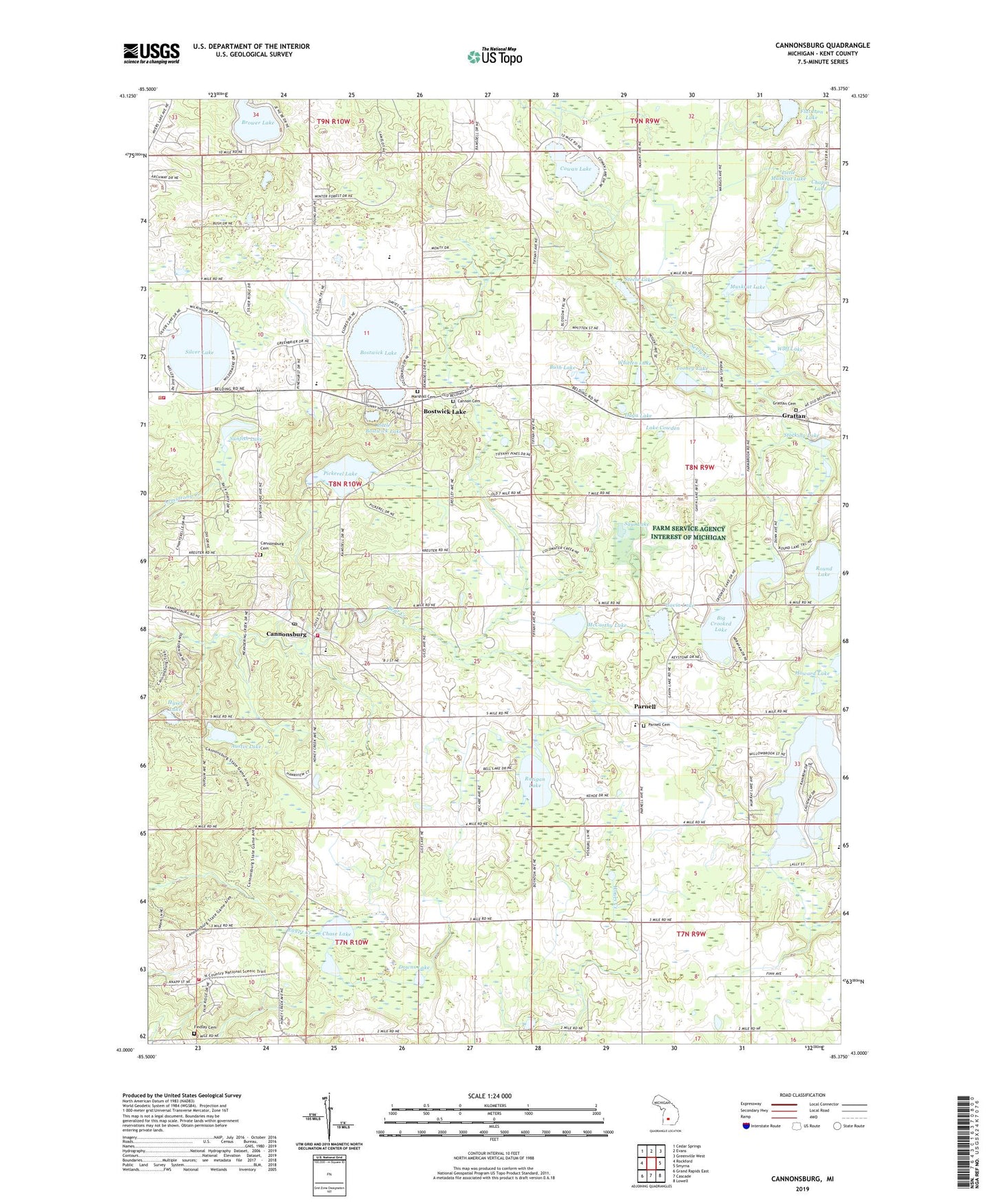 Cannonsburg Michigan US Topo Map Image