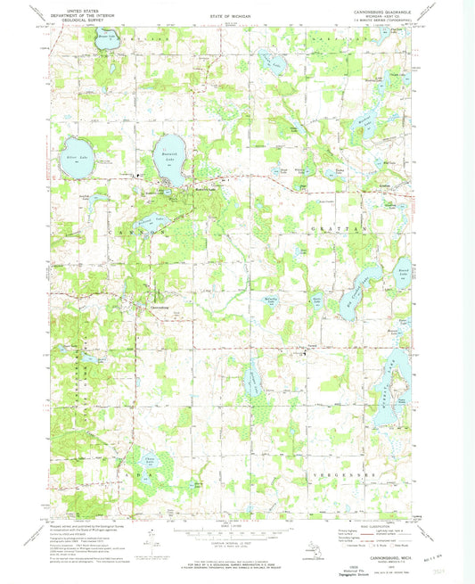 Classic USGS Cannonsburg Michigan 7.5'x7.5' Topo Map Image