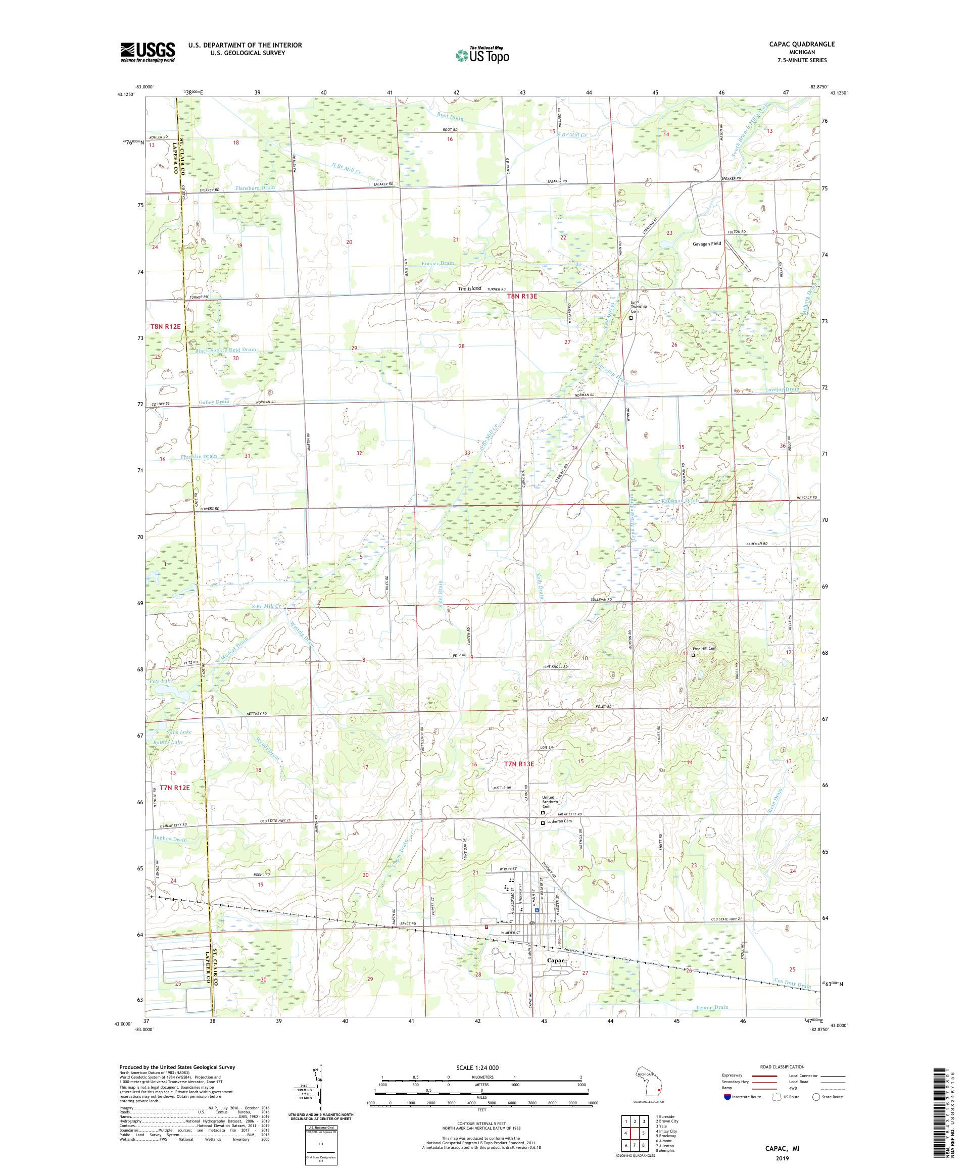 Capac Michigan US Topo Map – MyTopo Map Store