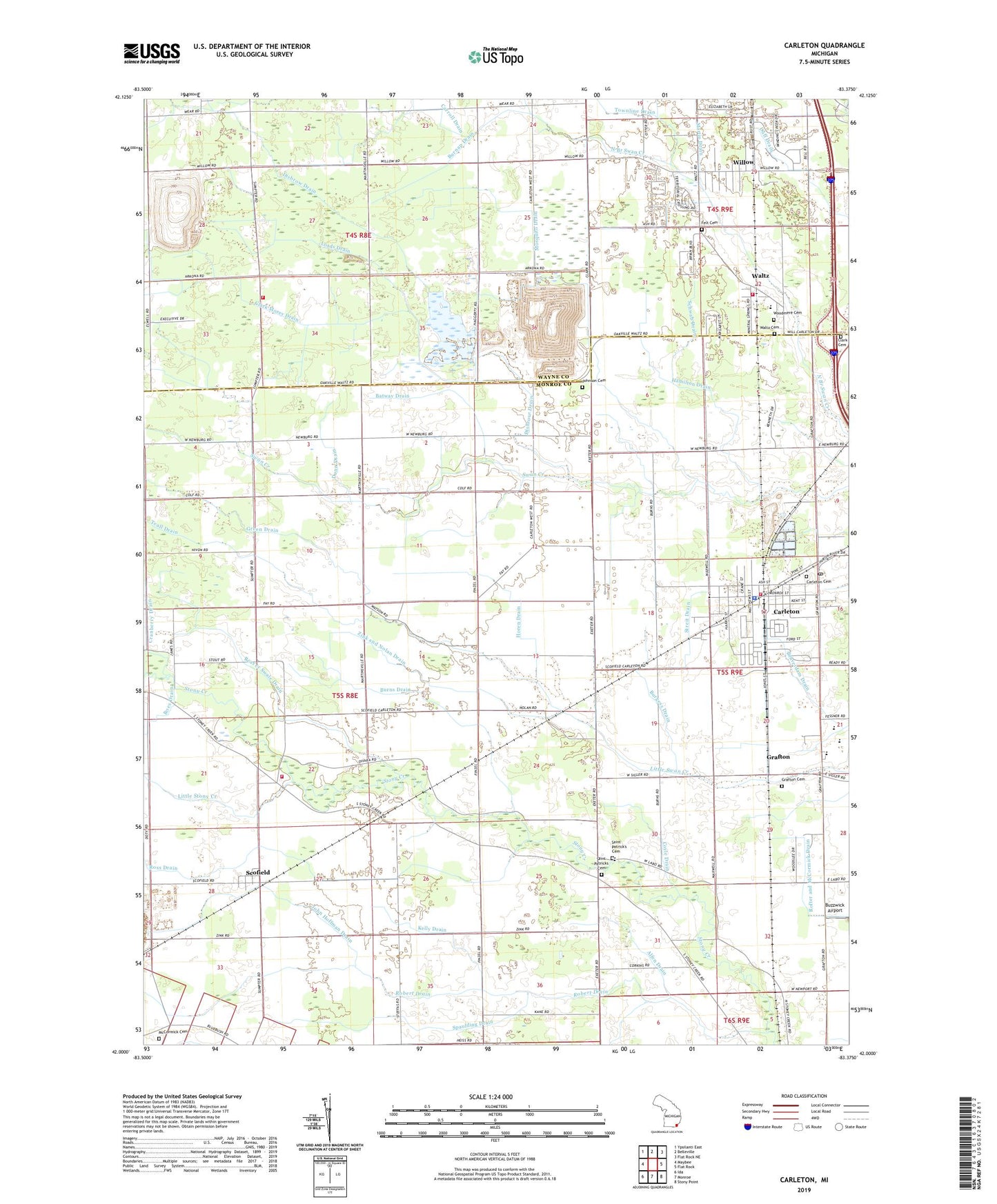 Carleton Michigan US Topo Map Image