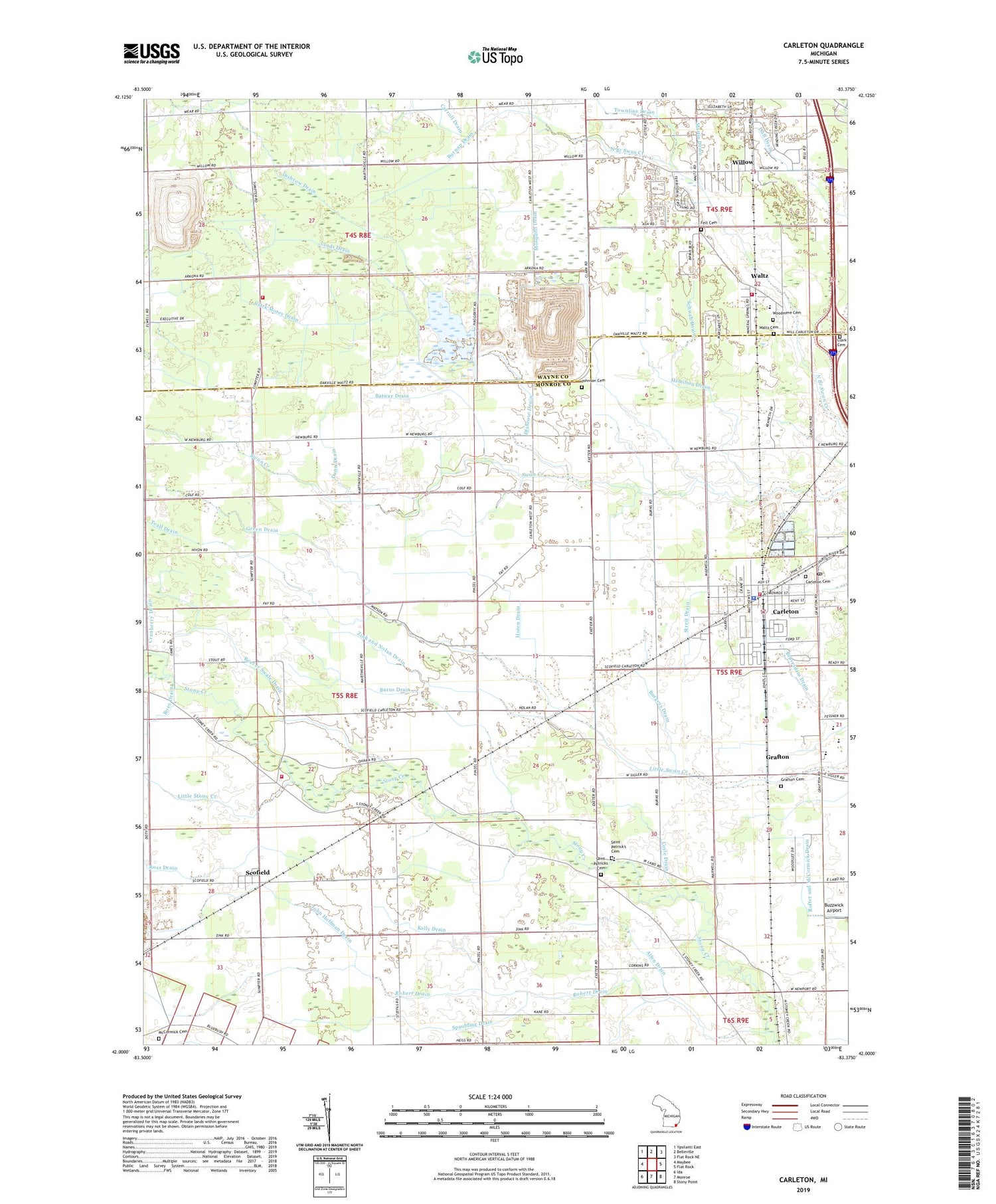 Carleton Michigan US Topo Map Image