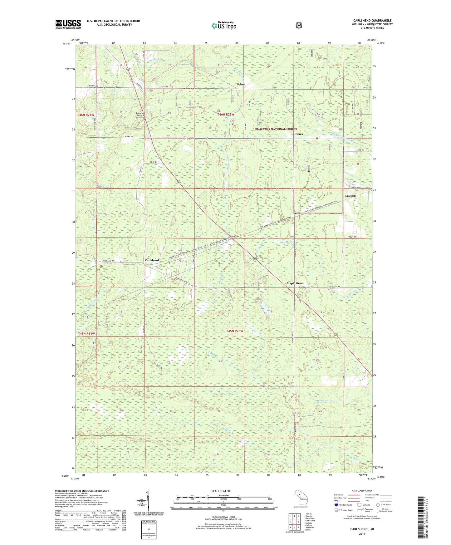 Carlshend Michigan US Topo Map Image